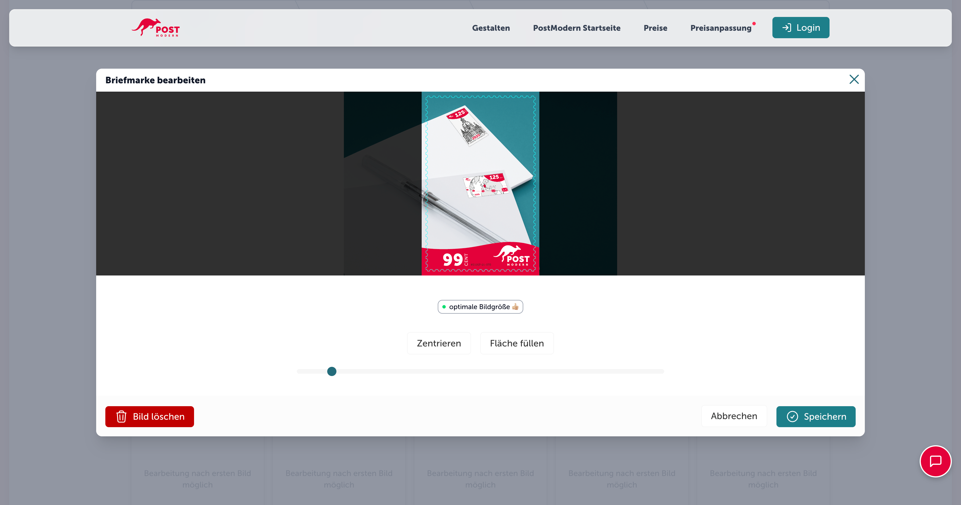 Web-App für Personalisierte Briefmarken